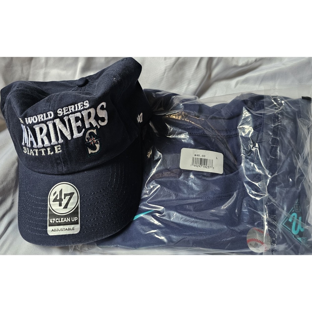 NWT Lot Seattle Mariners 2025 World Series Hat And Tshirt Lg MLB Nike 47 Brand